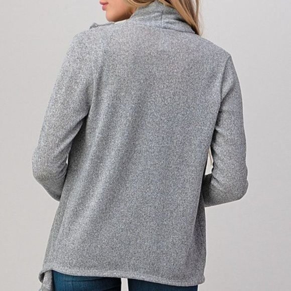 Orange Farm Asymmetrical Grey Cowl Neck Cardigan Size M - Picture 3 of 6